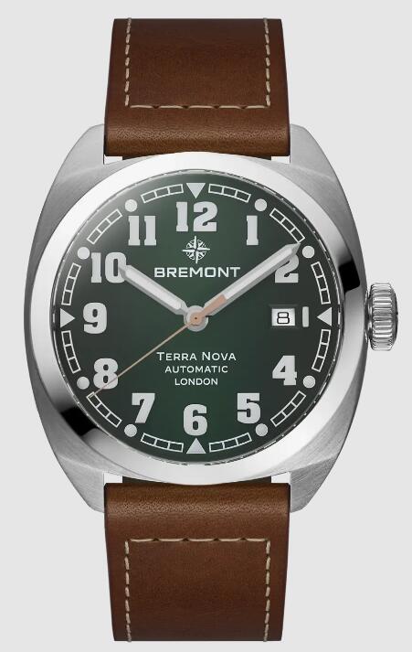 Best Bremont TERRA NOVA 40.5 DATE Green Dial leather strap Replica Watch